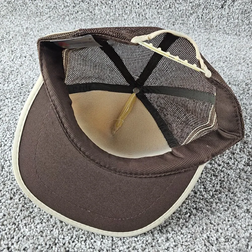 Vintage Datsun Trucker Hat Cap Snap Back 3 Stripe Mesh 280ZX Brown Tuner JDM 80s